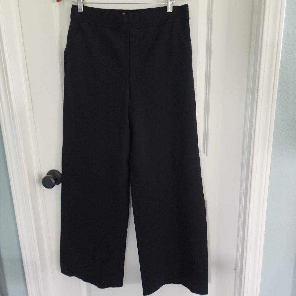 Spanx Pants Womens Size L Black The Perfect Pant Wide Leg Pull On 20385R Pockets